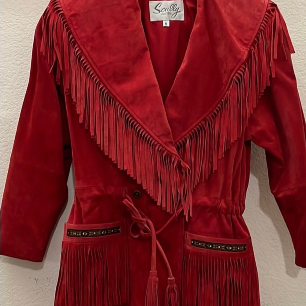 Vintage Skully Red Fringe 💯 leather Size 6, great condition